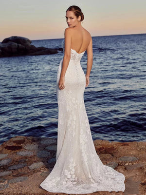 Detachable Train Sexy Bridal Gown Lace Robes Sleeveless Backless Vintage Beach Wedding Dresses