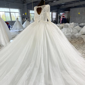 Gorgeous Organza Ball Gown Wedding Dress Square Collar Beading Crystal MN97