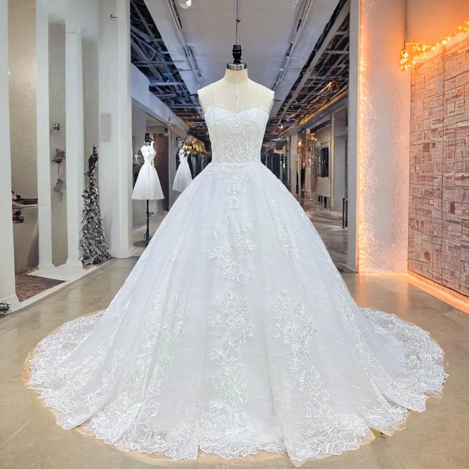 Transparent Sequined Appliques Wedding Dress Sweetheart Classic Lace Up Vestidos De Novia