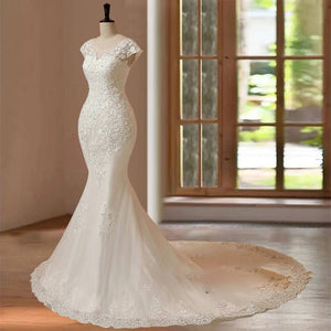 Customized Delicate Appliqué Hand Beaded Sleeveless Mermaid Wedding Dress