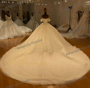 Detachable Straps Strapless Ball Gown Sleeveless Luxury Wedding Dress