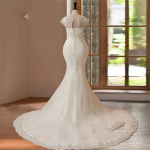 Customized Delicate Appliqué Hand Beaded Sleeveless Mermaid Wedding Dress