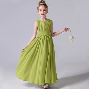 Pleated Flower Girl Dress with Sash - Kids Wedding, Party, Pageant Gown