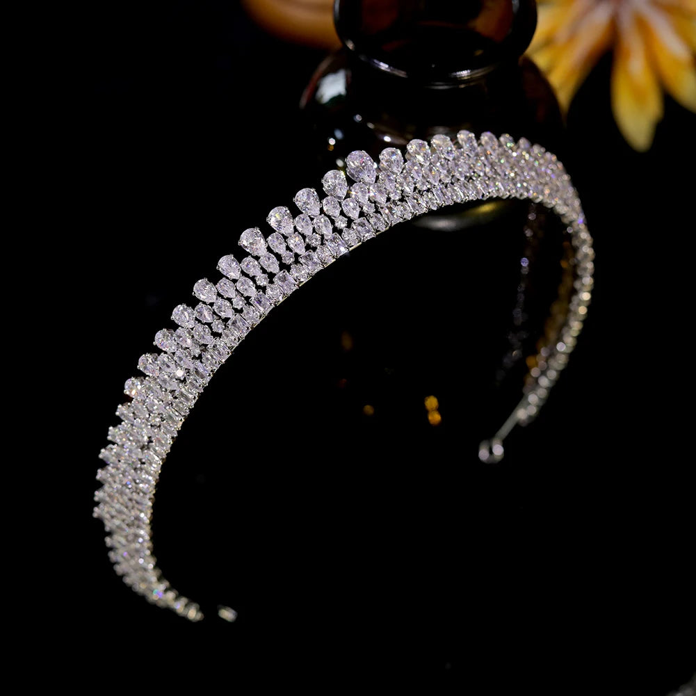 Trendy Crystal Zircon Girls Headband Princess Birthday Tiara Party Wedding Accessory