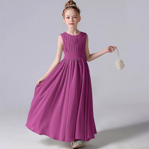 Pleated Flower Girl Dress with Sash Kids Wedding, Party, Pageant Gown