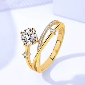 Round Cut 0.8 Carat Moissanite Ring 925 Sterling Silver Yellow Color Woman Engagement Gift