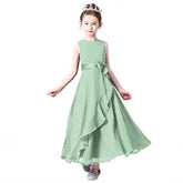 Junior Bridesmaid For Teens Ankle-Length Flower Girl Dresses For Wedding Party Kids Gowns