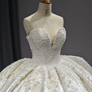 Princess Ball Gown Strapless Wedding Dress 2024 with Back Appliques