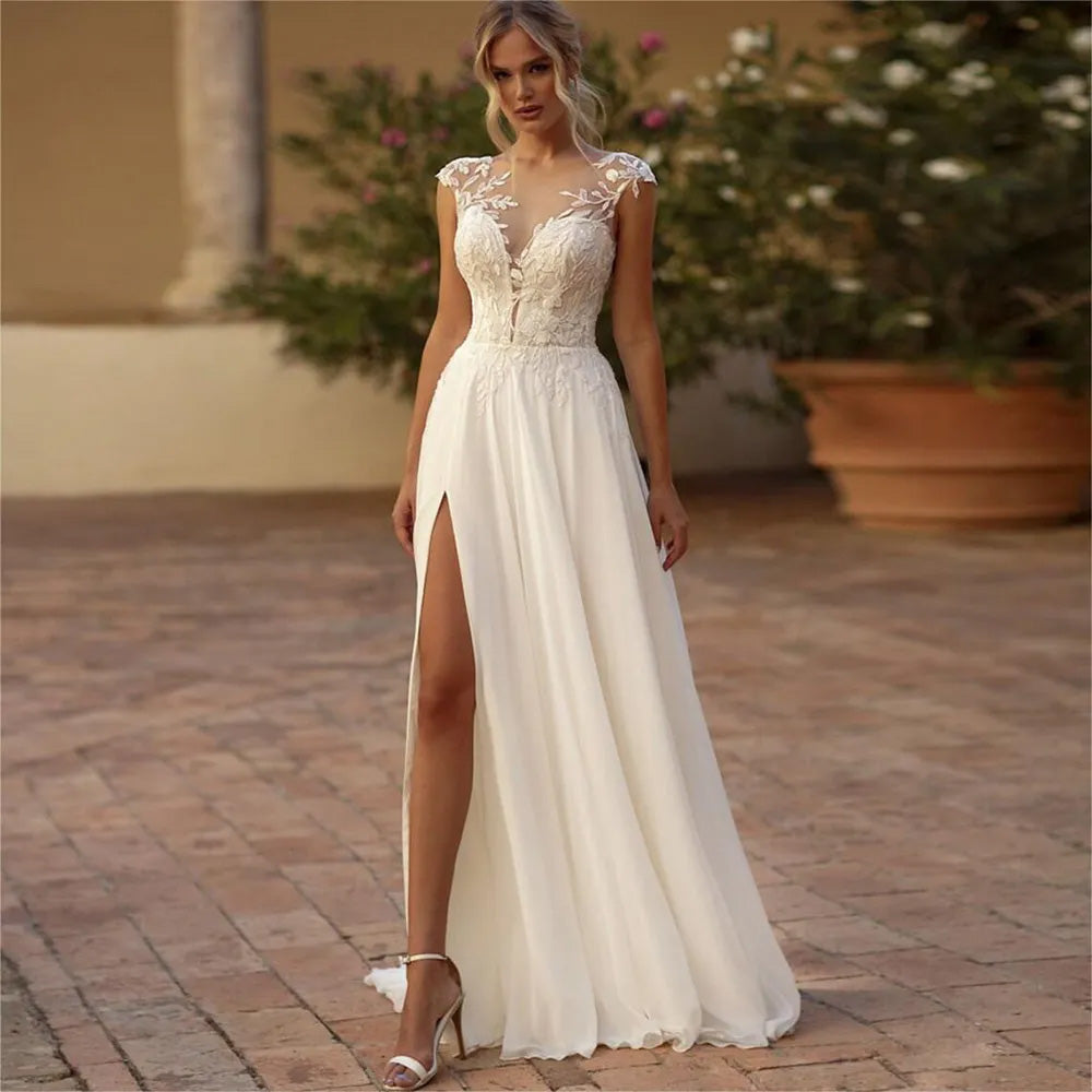 Strapless A-Line Sexy Wedding Dress Simple Wedding Lace-up Back Weddin -  Elsi John
