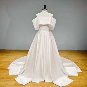 Light Effect Satin A-Line Off the Shoulder Wedding Dress Zipper Back