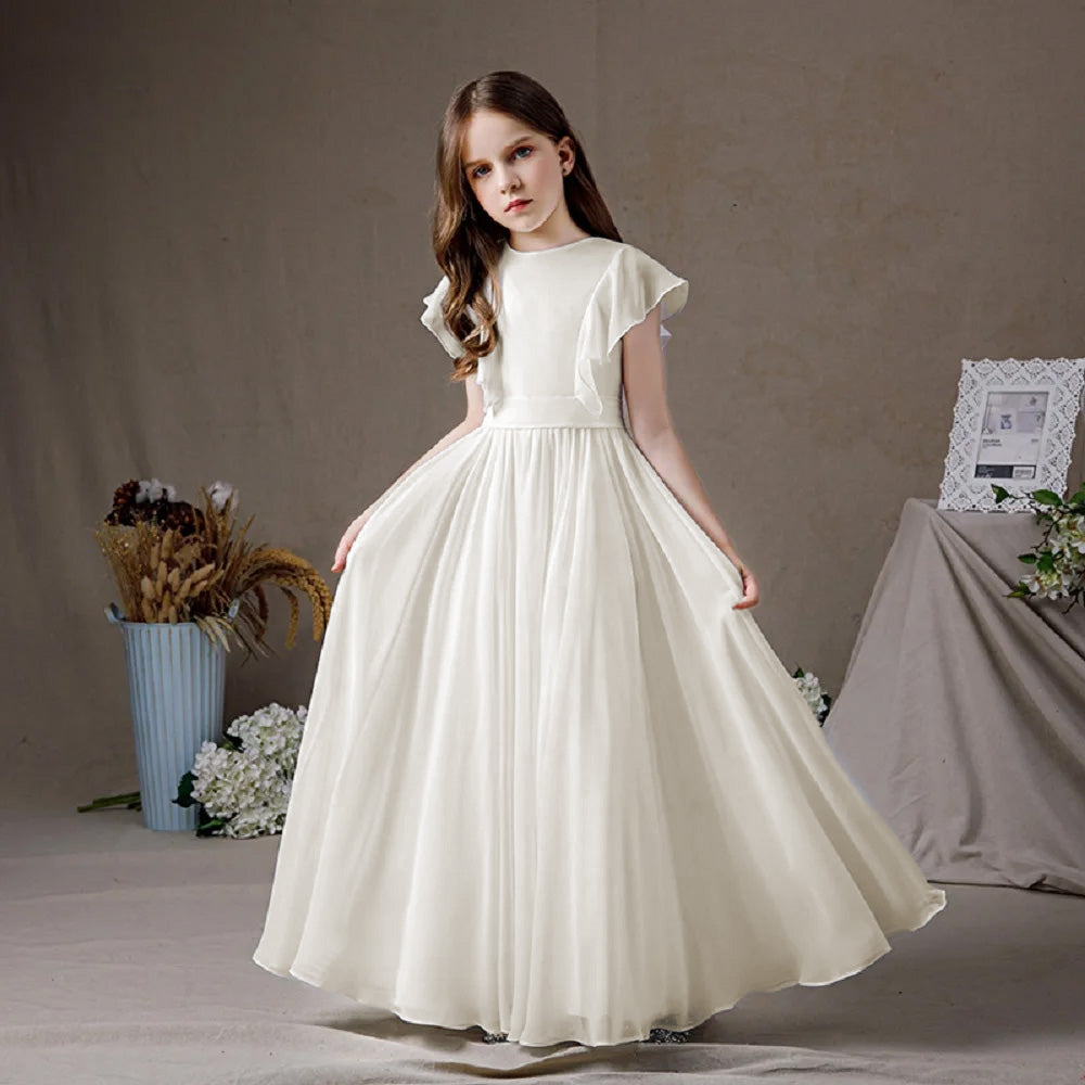 Ivory chiffon flower girl dress deals