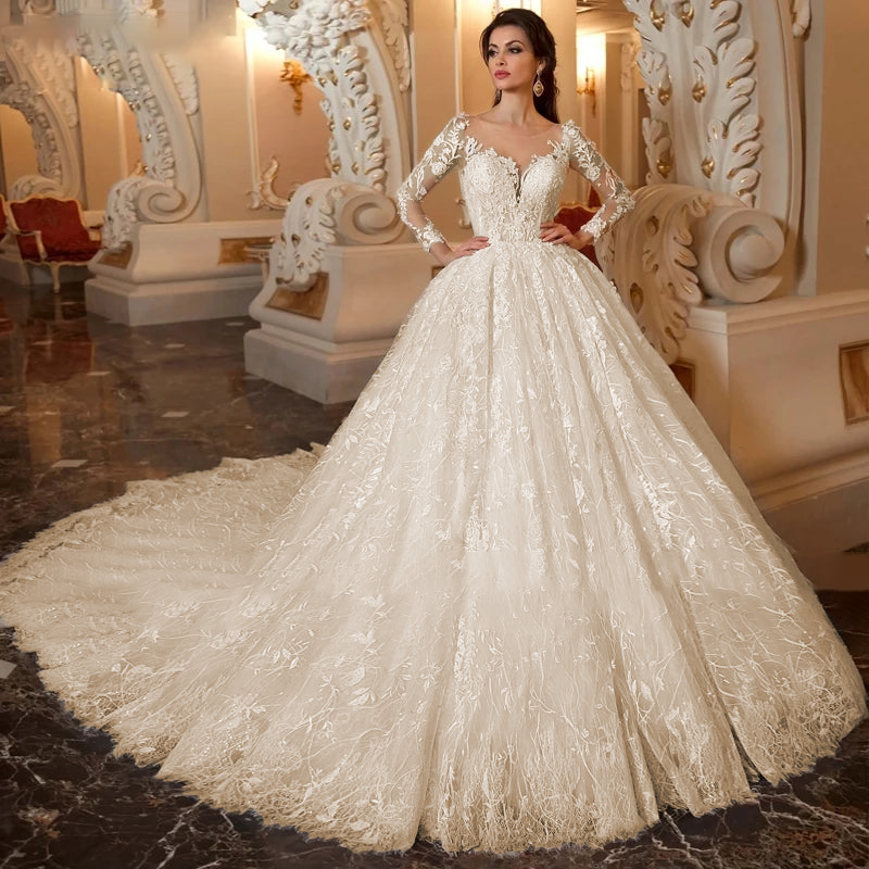 On sale wedding dress beaded long train