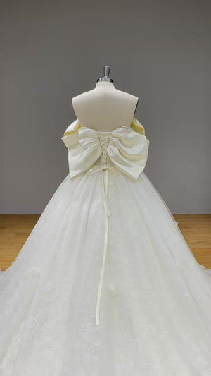 Vintage Ball Gown Wedding Dress with Chapel Train Sequins and Pearls