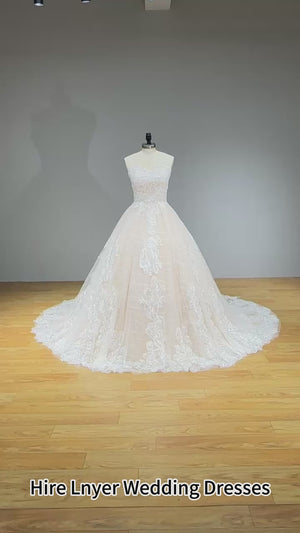 Vintage Off Shoulder Sequined Appliques Lace Up Back Wedding Dress