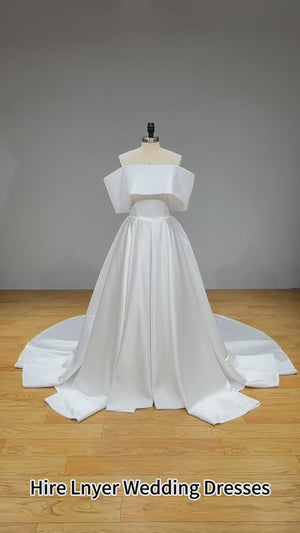 Light Effect Satin A-Line Off the Shoulder Wedding Dress Zipper Back