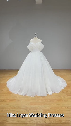 Shining Off Shoulder Vintage V Neck Wedding Dress Elegant Bridal Gown for Brides