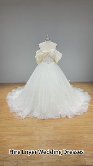 Vintage Ball Gown Wedding Dress with Chapel Train Sequins and Pearls