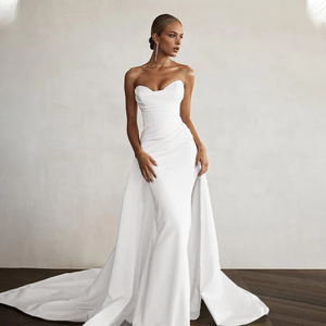 Modern Mermaid Front Slit Bridal Gowns Sweep Train  Sweetheart Bridal Gown