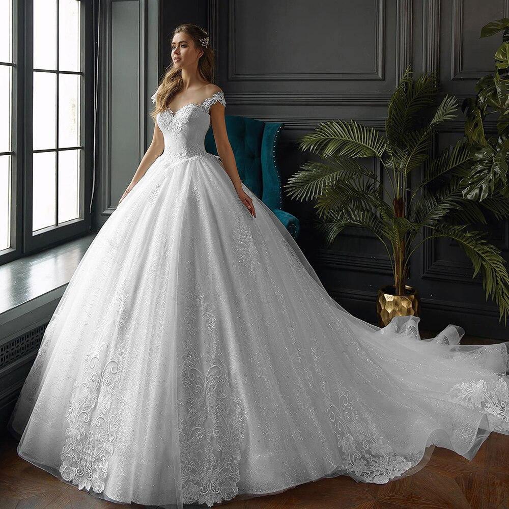 Princess Ball Gown Wedding Dress Shiny Bridal Gown - Elsi John