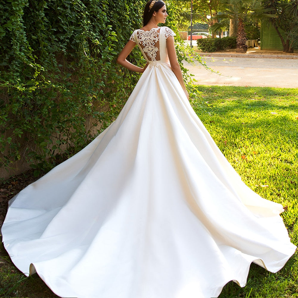 Illusion Back Wedding Dress -  UK