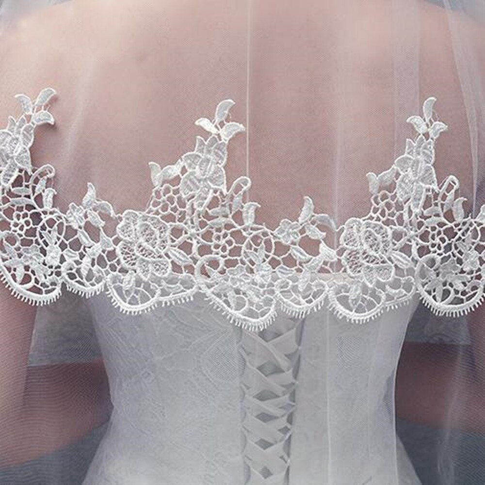Short Waist Wedding Botanical Embroidery Bridal Veil for $43.99 – The Dress  Outlet