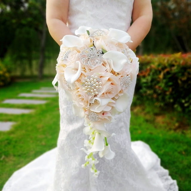 Light Pink White Calla Lily Bridal Wedding Flower Bouquet Elsi John